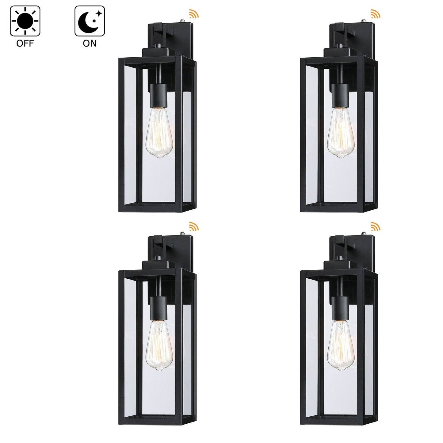 4-pack 1-Light Outdoor Wall Light with Matte Black Finish & Clear glass shade