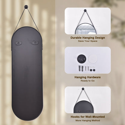 Miroir mural suspendu pleine longueur 48 x 16 avec sangle en cuir