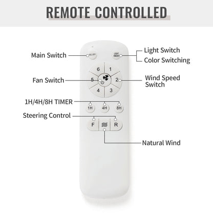 Ventilateur de plafond à LED intégré 48 et 52 pouces avec lumière et télécommande, moteur CC réversible