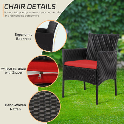 4 Piece Patio Conversation Wicker Furniture Set, Outdoor Rattan Sectional Furniture Set With Cushions