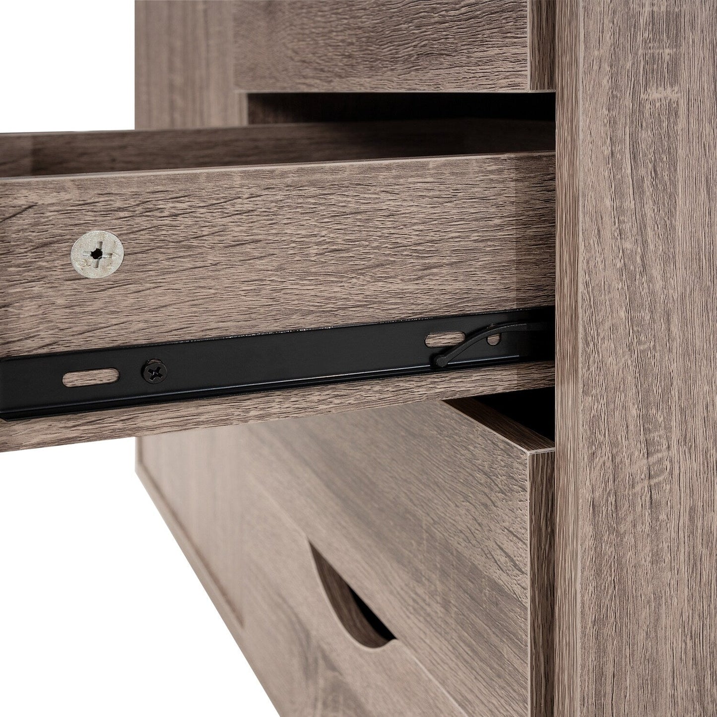 5-Drawer Wood Storage Dresser Cabinet with Wheels - Craft Organizer and Makeup Drawer Unit for Closet and Bedroom