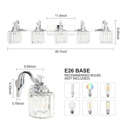 5-light Modern Crystal Bathroom Vanity Lighting Fixtures