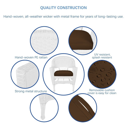 5-piece White Resin Wicker Dining Set