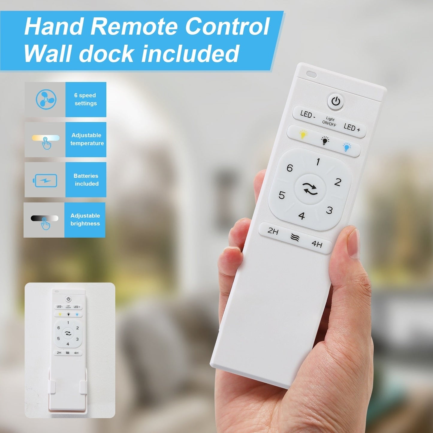 Ventilateur de plafond d'intérieur en bois Sofucor 52 avec télécommande et éclairage intégré en option