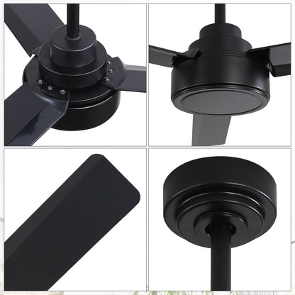 Ventilateur de plafond moderne en bois massif/ABS de 52 pouces avec télécommande (sans lumière), 6 vitesses de vent, flux d'air réversible