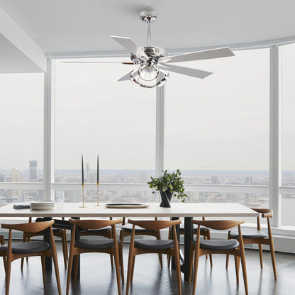 Ventilateur de plafond LED d'intérieur moderne chromé/noir à intensité variable avec lumière et télécommande