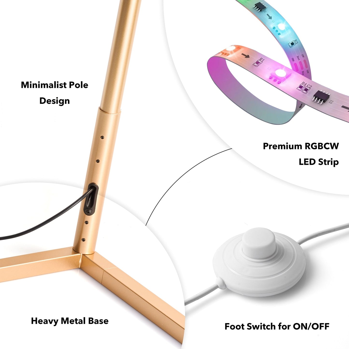 55 RGB Metal Corner Lamp Minimalist LED Floor Lamp