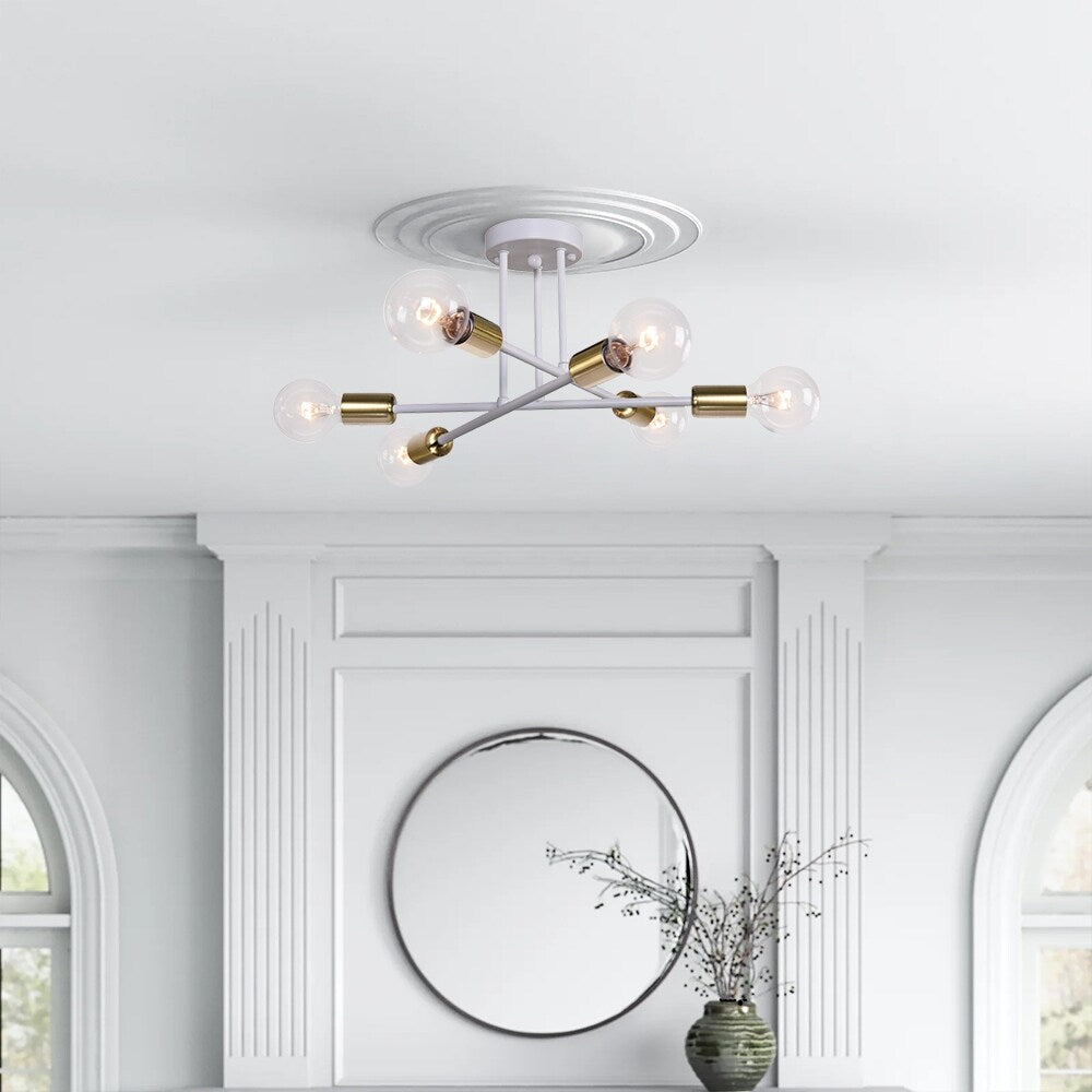 6 - Light Modern Metal 23.62'' Sputnik Semi-Flush Mount Ceiling Light