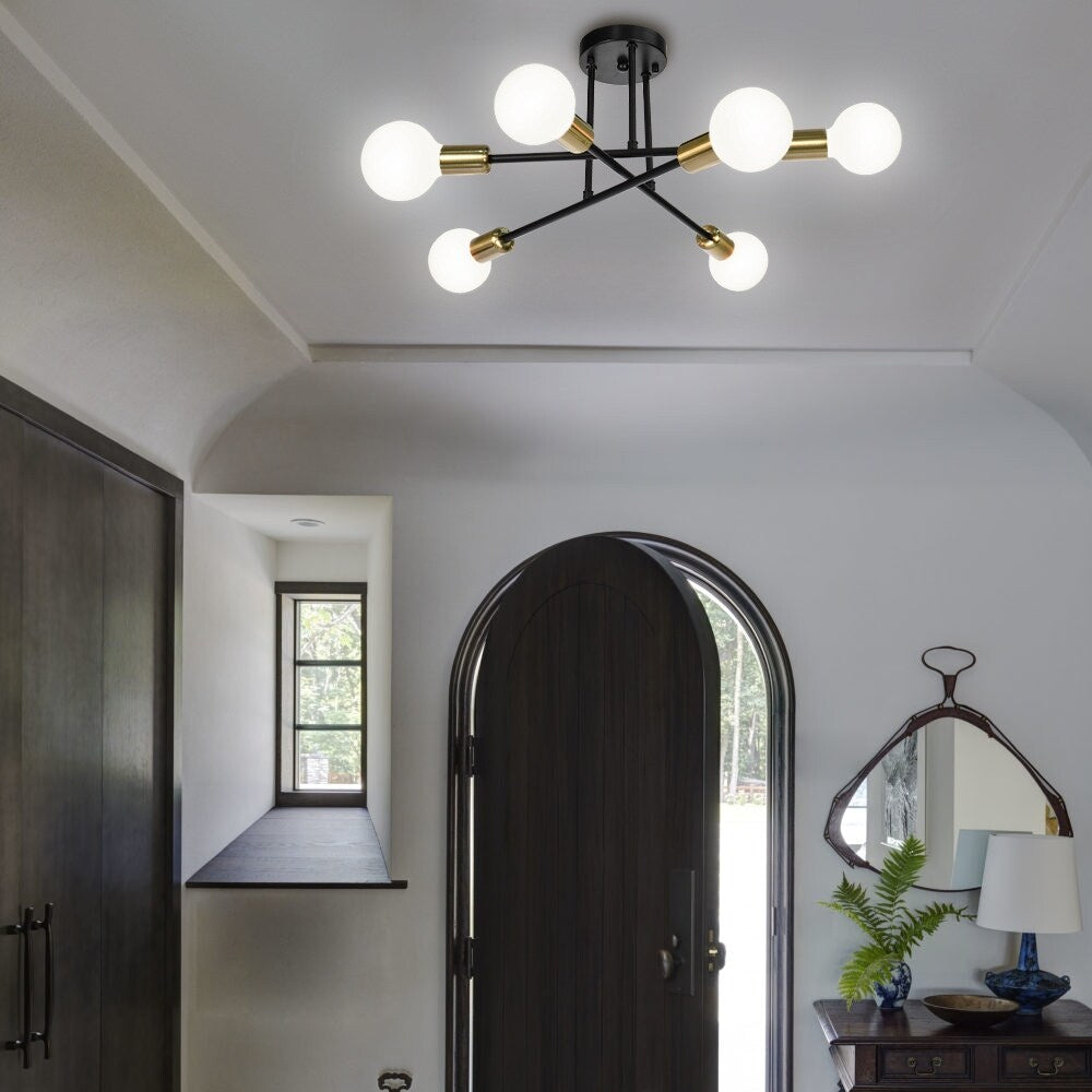 6 - Light Modern Metal 23.62'' Sputnik Semi-Flush Mount Ceiling Light