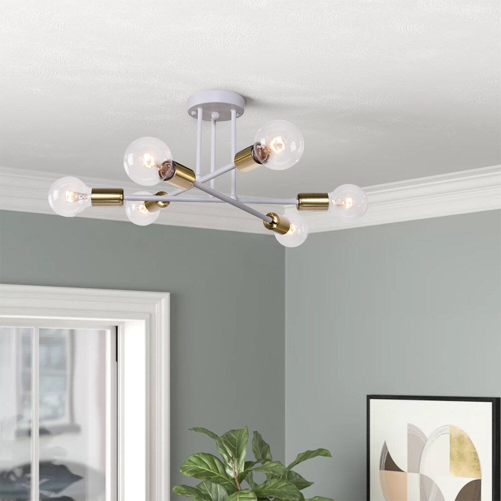 6 - Light Modern Metal 23.62'' Sputnik Semi-Flush Mount Ceiling Light