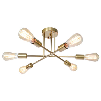 6 - Light Modern Metal 23.62'' Sputnik Semi-Flush Mount Ceiling Light