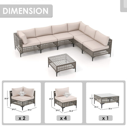 6 - Person Outdoor Sectional Seating Group with Cushions