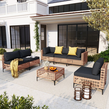 6 - Person Outdoor Sectional Seating Group with Cushions
