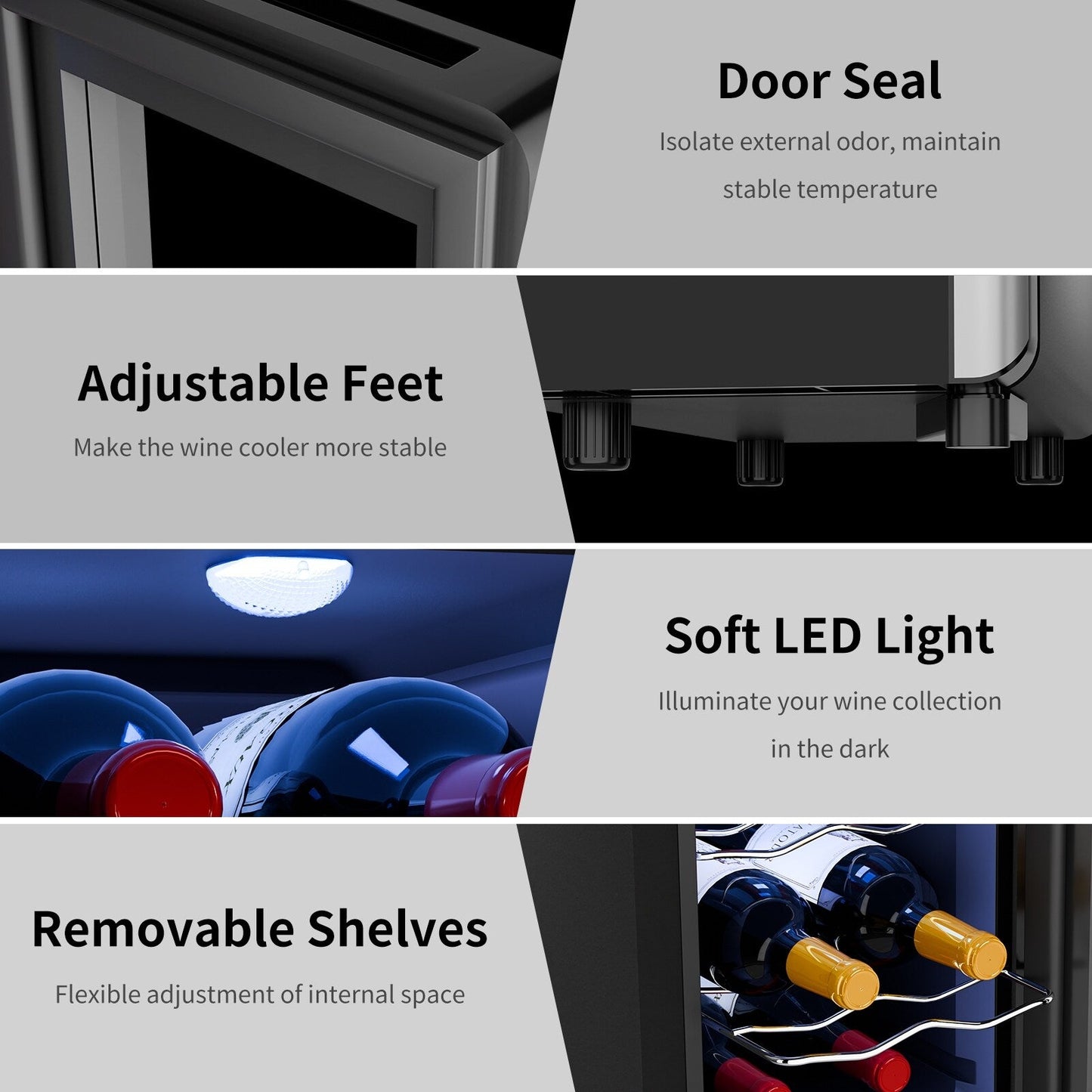Réfrigérateur à vin 6 bouteilles (8-18 °C), mini-refroidisseur à boissons autonome pour l'été, refroidisseur à vin avec contrôle de la température