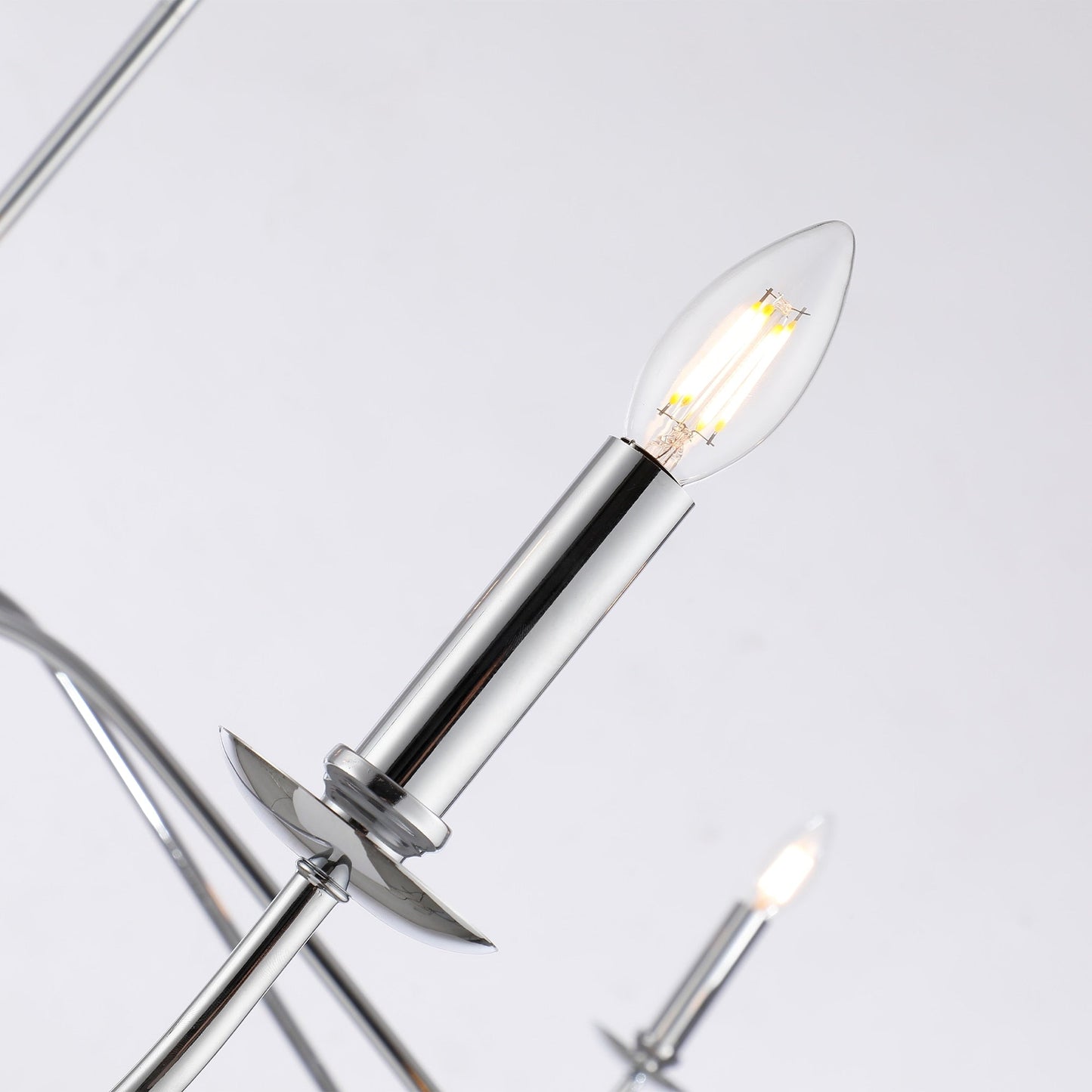 Lustre minimaliste à 6 lumières de 64 pouces, noir mat, or et chrome - N/A