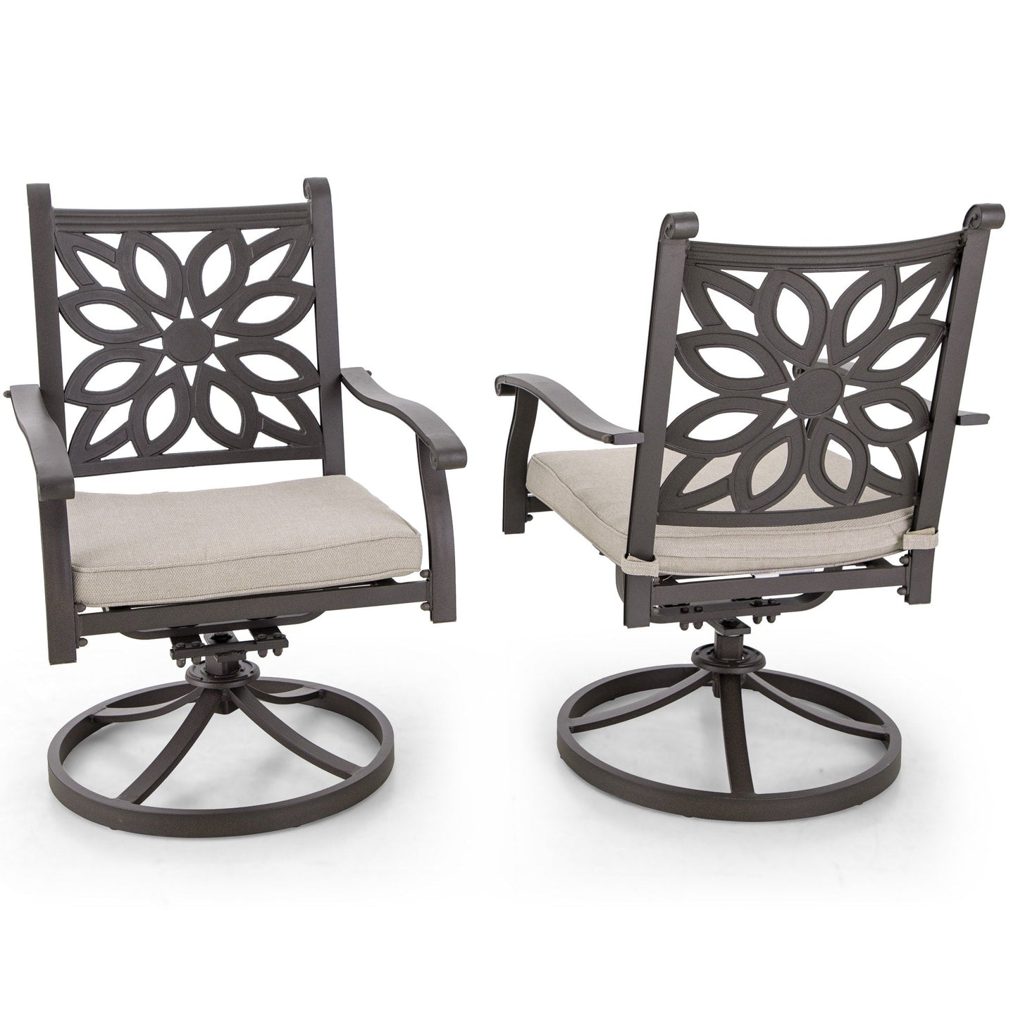 MAISON ARTS 7-Piece Cast Aluminum Patio Dining Set with Expandable Rectangular Table & 6 Cast Aluminum Chairs