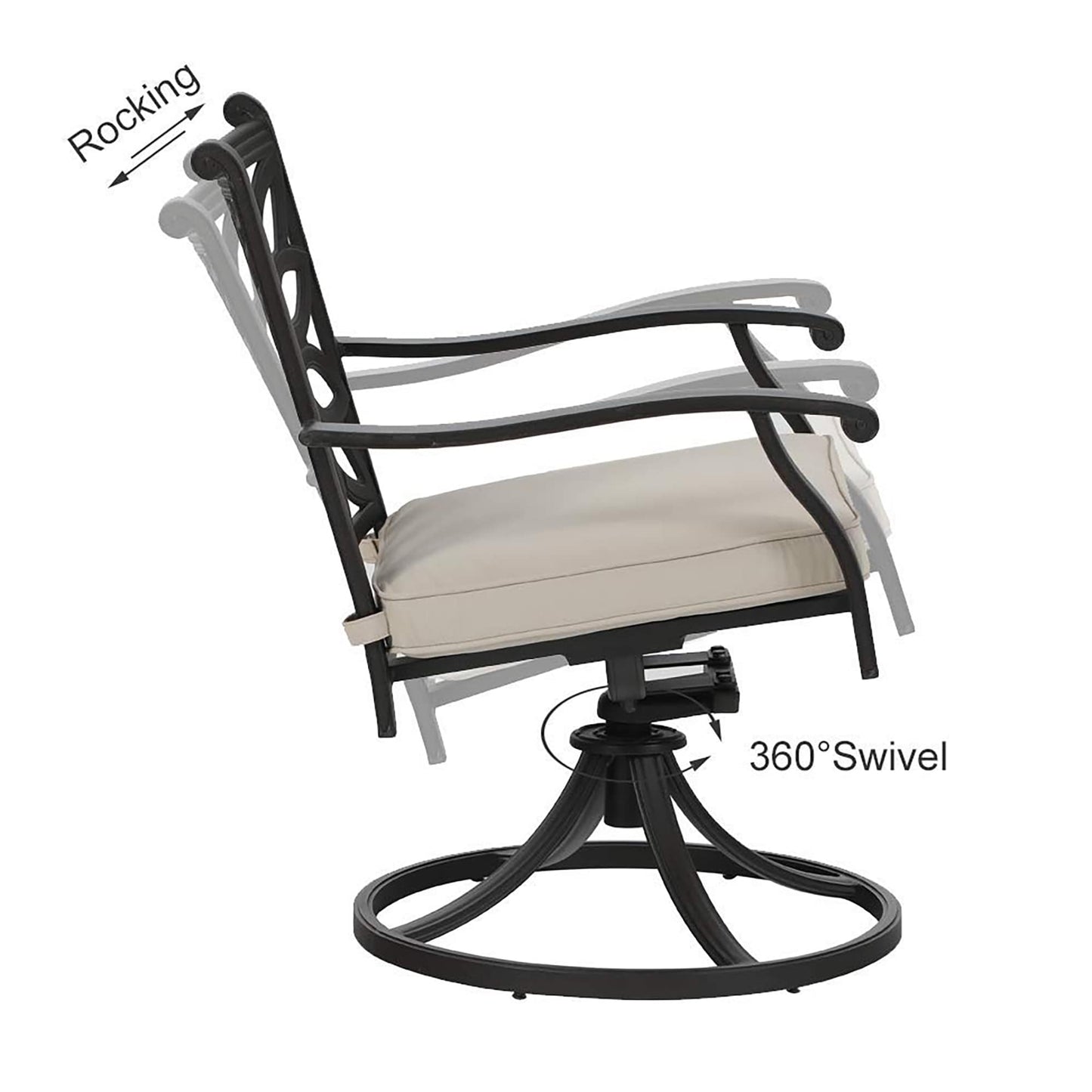 Ensemble de salle à manger/salle à manger de patio en aluminium moulé MAISON ARTS avec table à manger ronde et 6 chaises de patio en aluminium moulé