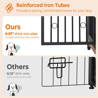 Meuble pour cage à chien de 70,86 pouces, meuble TV pour grandes races avec coussin et chambres doubles (sans coussin)