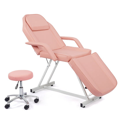 Lit de massage réglable pour salon de beauté et spa, fauteuil de tatouage avec tabouret