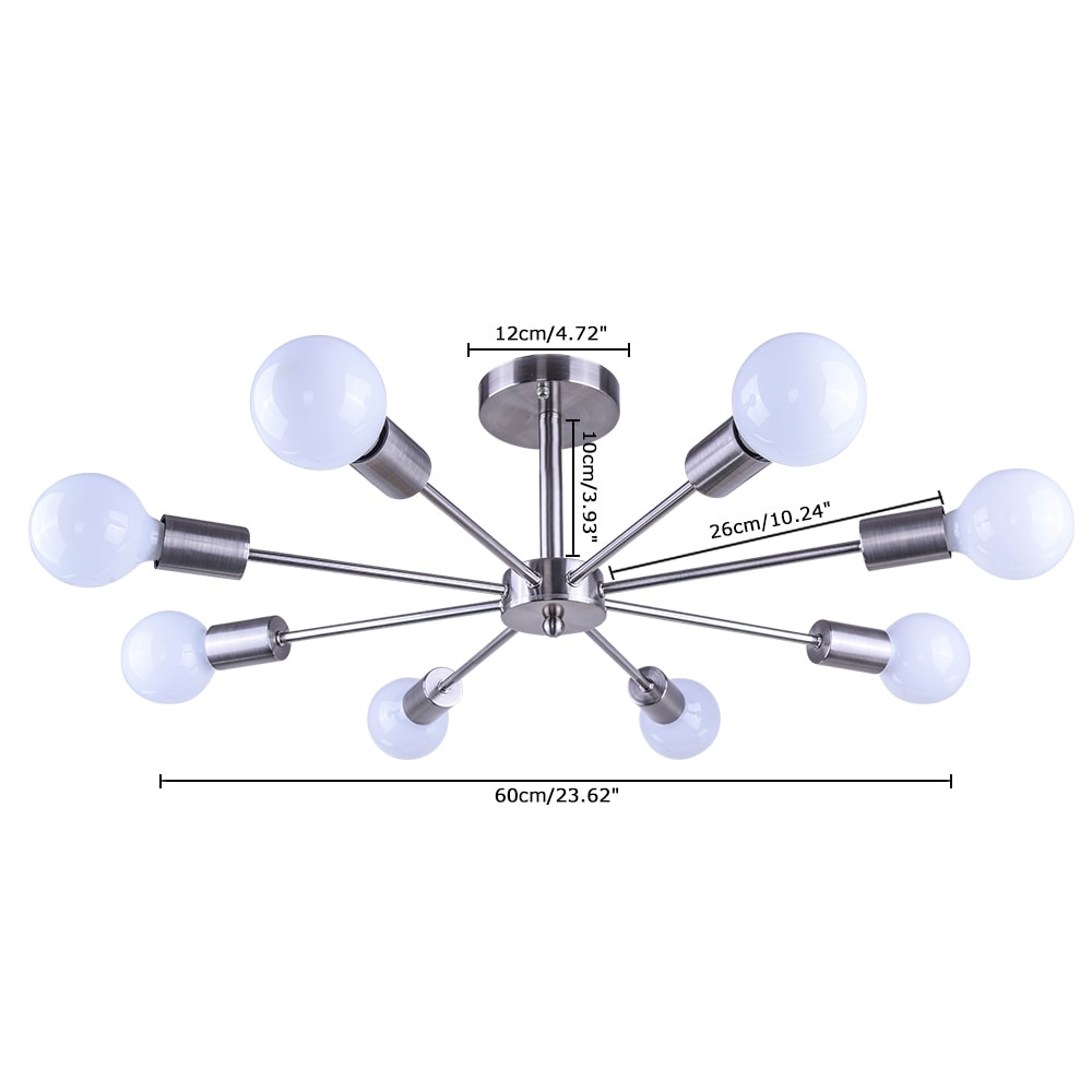 Black/ Gold Sputnik Semi Flush Mount Lamp Close to Ceiling Light Fixture for Living Room/ Kitchen/ Office/ Bedroom/ Foyer