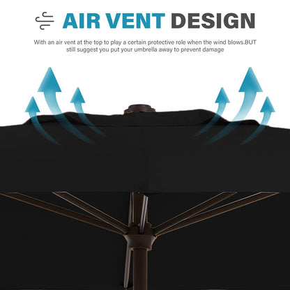 8*10ft Rectangular Patio Market Umbrella with Crank & Tilt，UV-Resistant