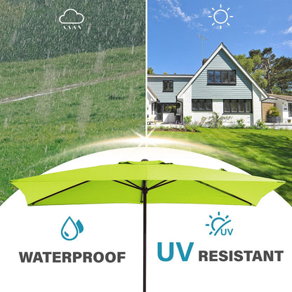 8*10ft Rectangular Patio Market Umbrella with Crank & Tilt，UV-Resistant