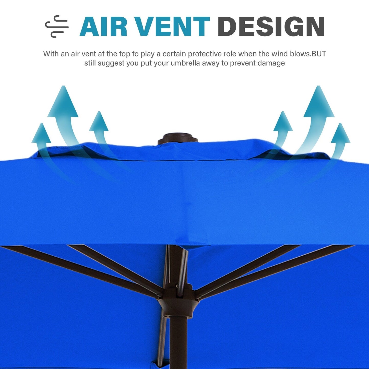 8*10ft Rectangular Patio Market Umbrella with Crank & Tilt，UV-Resistant