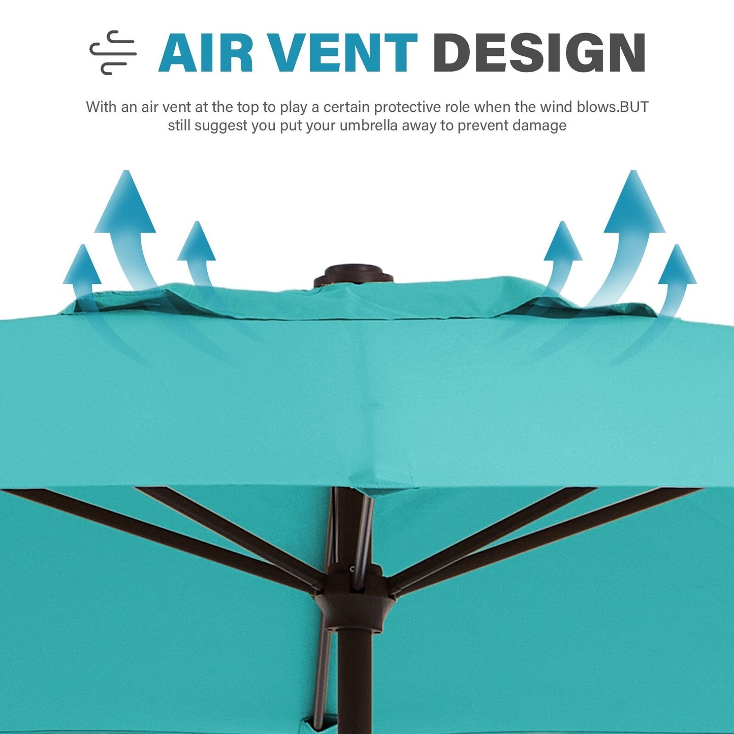 8*10ft Rectangular Patio Market Umbrella with Crank & Tilt，UV-Resistant