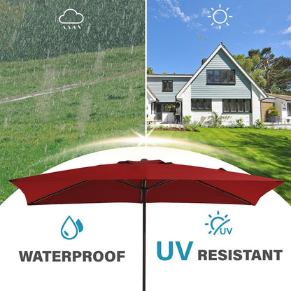 8*10ft Rectangular Patio Market Umbrella with Crank & Tilt，UV-Resistant