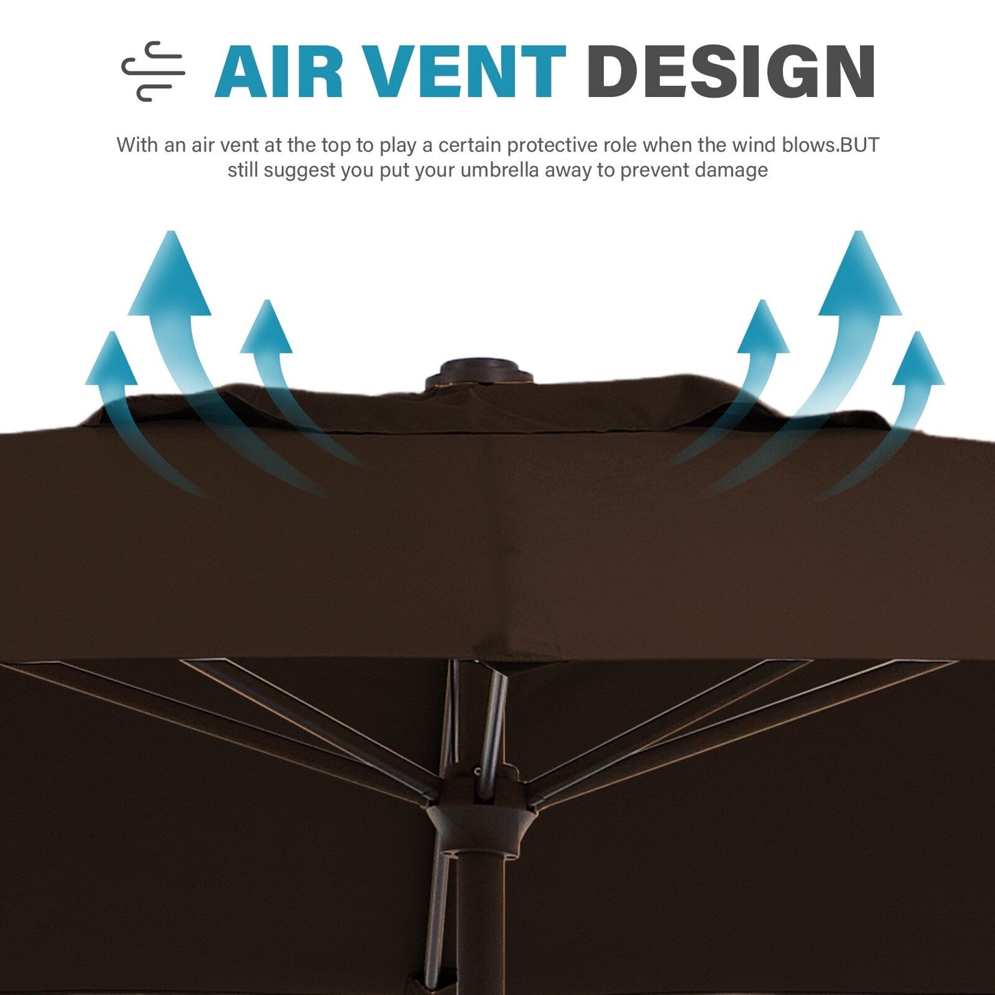 8*10ft Rectangular Patio Market Umbrella with Crank & Tilt，UV-Resistant