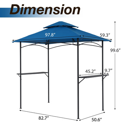 8' x 5' Outdoor Rainproof Grill Gazebo With Double Layer Vented Design