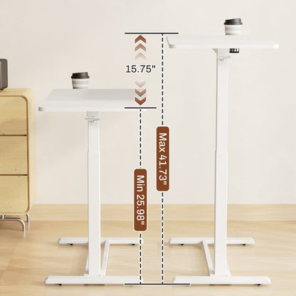 FunniHomi 28/32 Movable Overbed Table Height Adjustable Computer Desk with Wheels, White/Black Laptop Table for Bed and Sofa