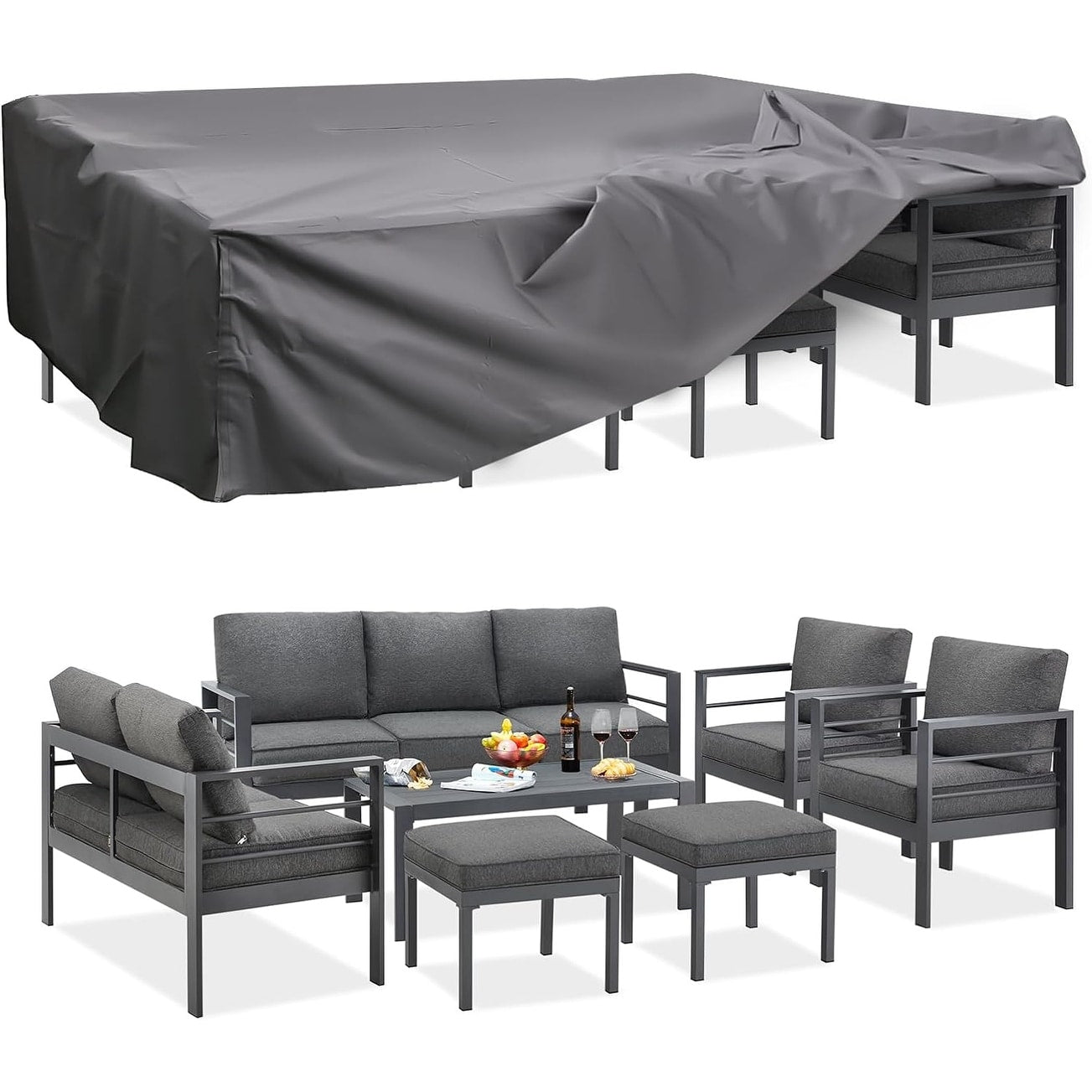 AECOJOY 7 Pieces Aluminum Patio Furniture Set Outdoor Conversation Set