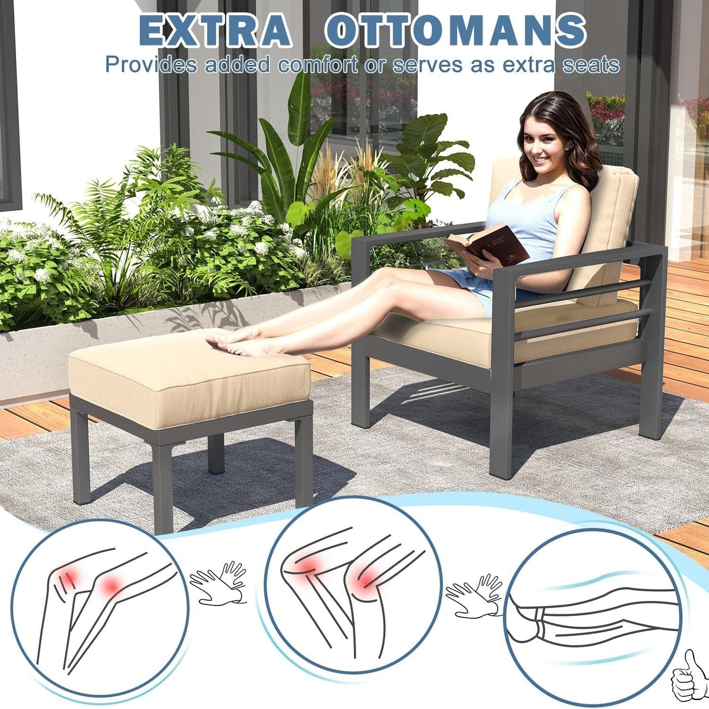 AECOJOY 7 Pieces Aluminum Patio Furniture Set Outdoor Conversation Set