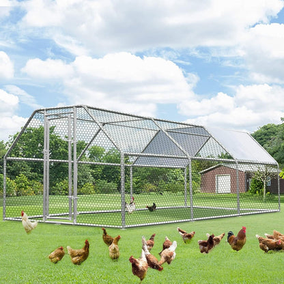 AECOJOY Grand poulailler en métal avec cage à poulets en métal