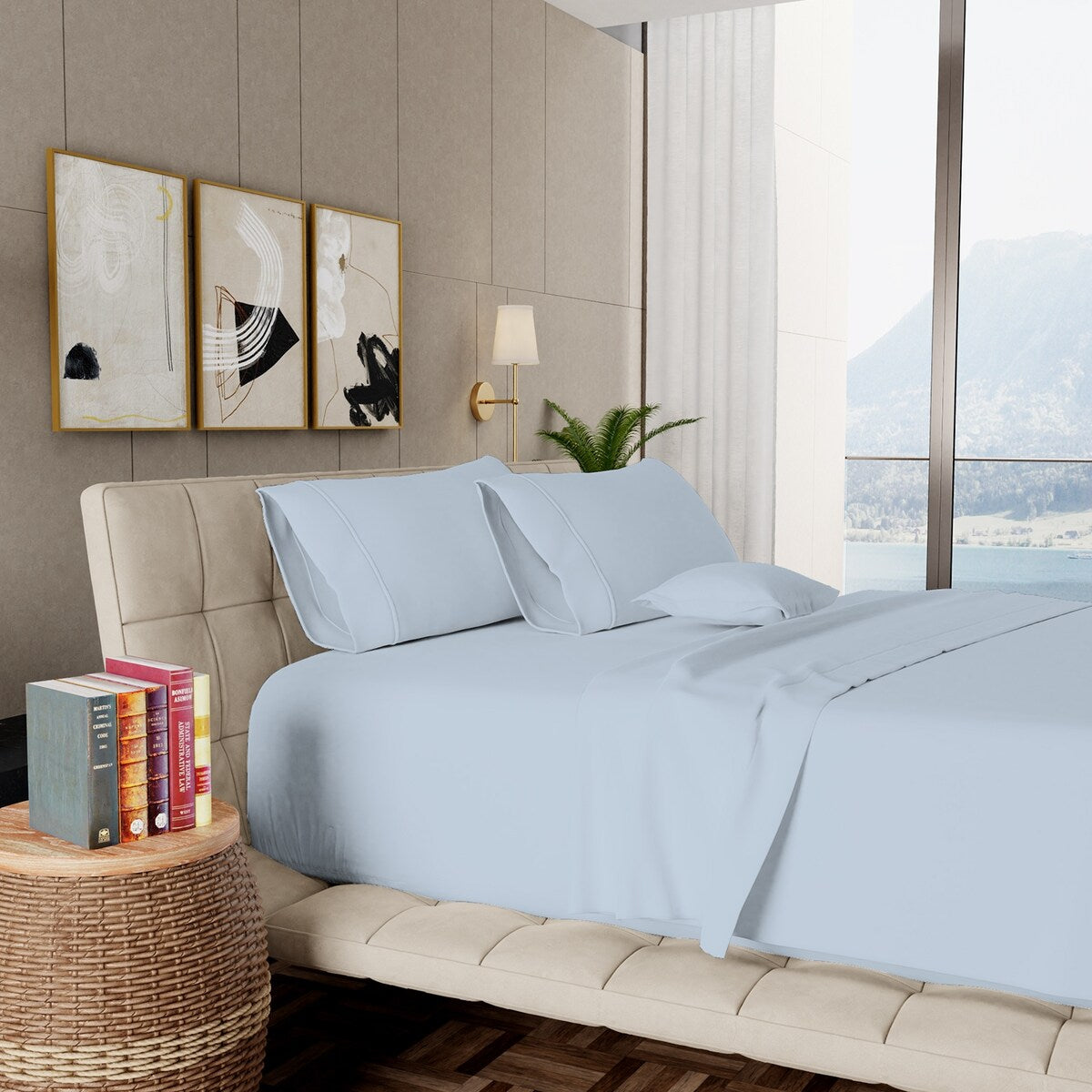 Parure de draps Aireolux en coton égyptien de luxe ultra-doux et soyeux 1000 fils