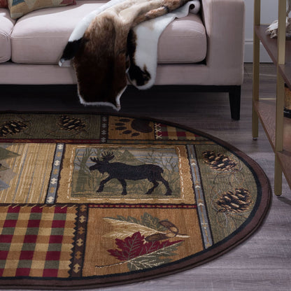 Area Rug & Runner - Lodge Cabin Farmhouse Rugs for Living Room Bedroom Dining Room Kitchen 2x3 / 3x8 / 5x7 / 8x10 / 9x12 / Round