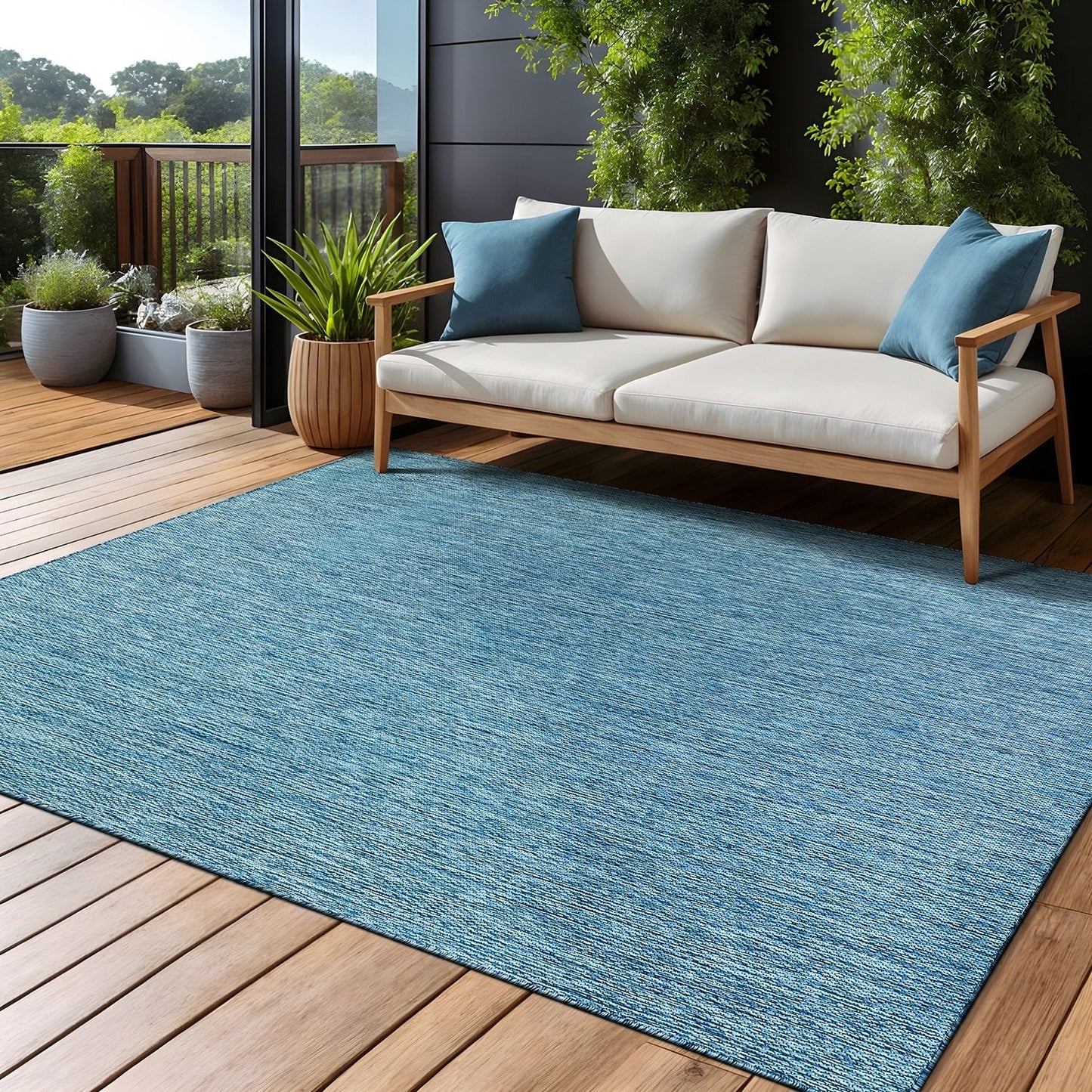 Aloha Washable Solid Indoor Outdoor Area Rug Patio Deck Living Room