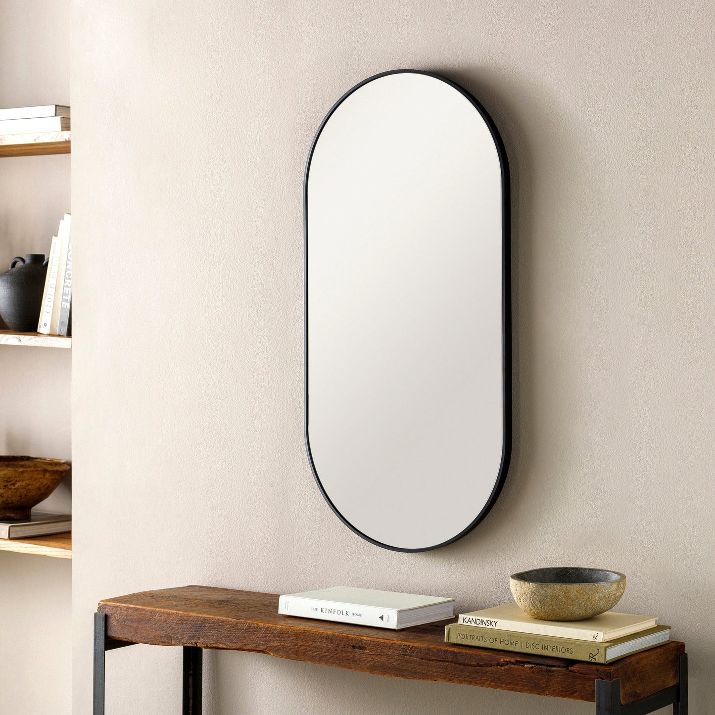 Livabliss Aranya Modern Aluminum Oval Pill-Shaped Accent Mirror