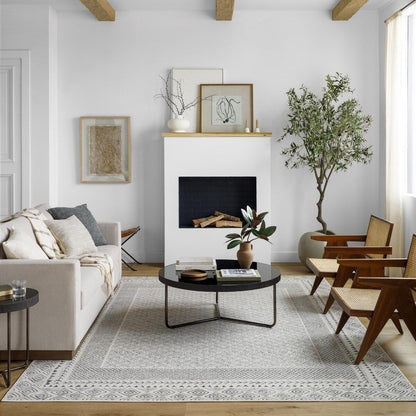 Tapis Livabliss Tiffany gris à bordure bohème