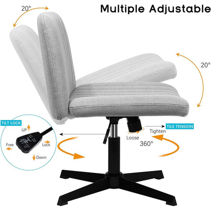 BOSSIN Criss Cross Chair Armless Office Desk Chair No Wheels,Fabric Padded Modern Swivel Vanity Chair office chair
