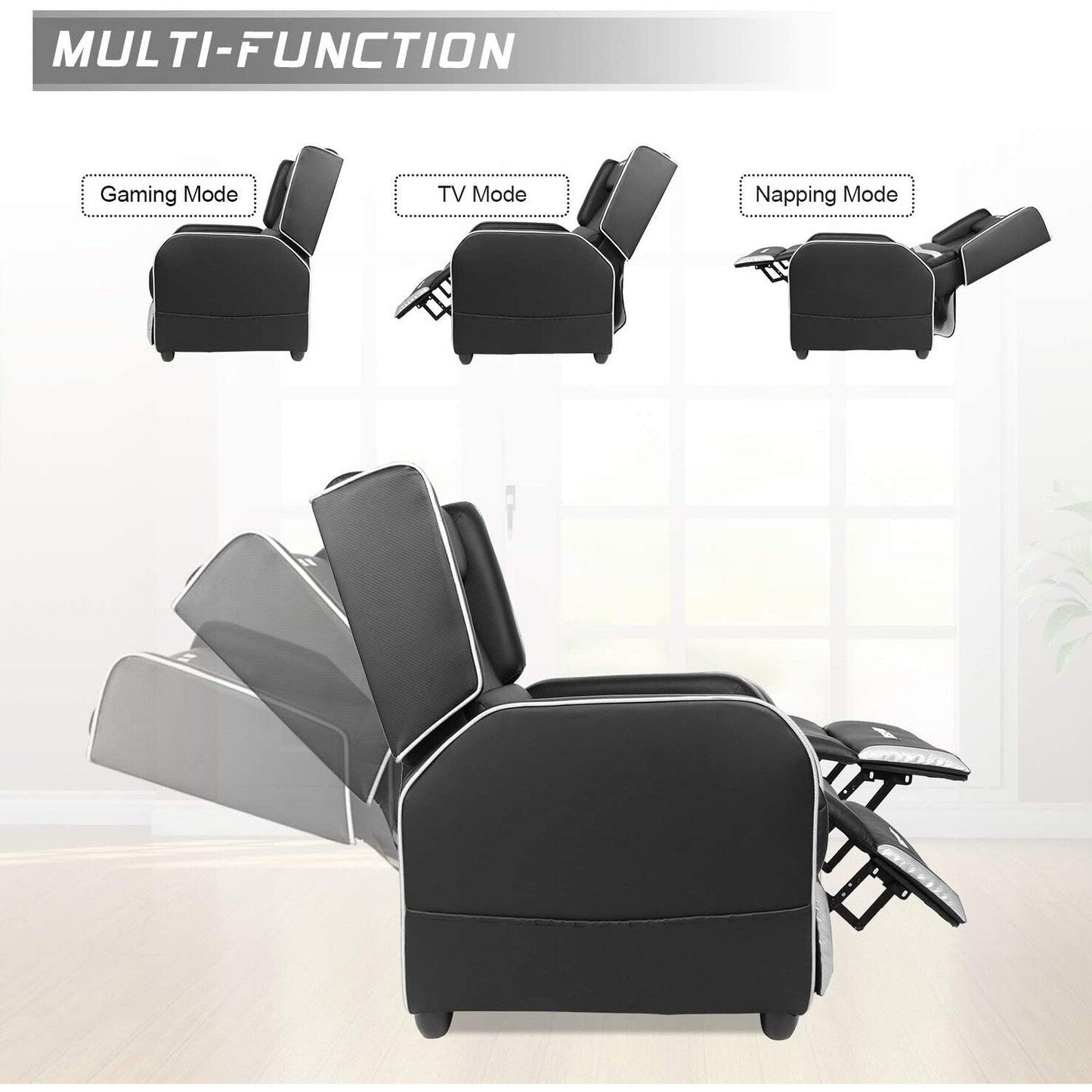 Fauteuil inclinable ergonomique BOSSIN en cuir PU pour le jeu, une place, pour le salon