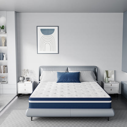 Matelas hybride à ressorts SweDrea de 25 cm, soulageant la pression et rafraîchissant, certifié CertiPUR-US, SGS et OEKO-TEX.