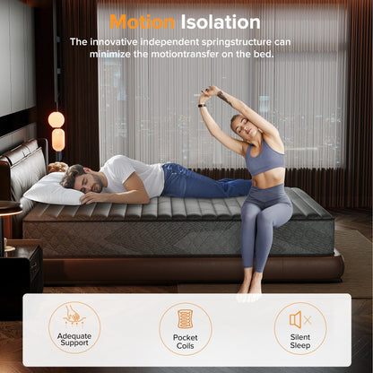 Matelas hybride en mousse à mémoire de forme SweDrea Plush 8/12 po, respirant et rafraîchissant, certifié CertiPUR-US, SGS et OEKO-TEX