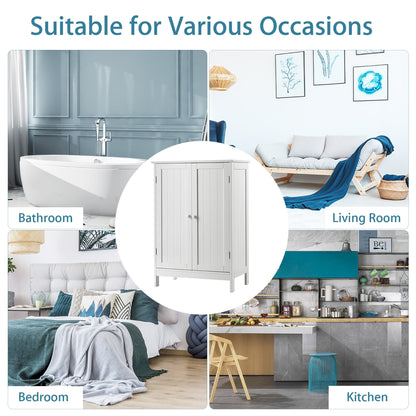 Bathroom Storage Cabinet with Double Doors Wooden Floor Shoe Cabinet