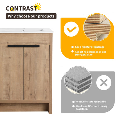 Beingnext Meuble-lavabo 24/30/36 avec porte à fermeture douce et étagère réglable