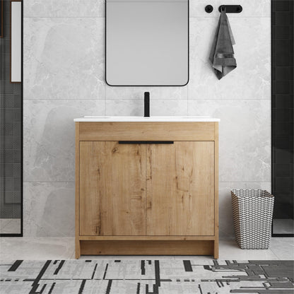 Beingnext Meuble-lavabo 24/30/36 avec porte à fermeture douce et étagère réglable