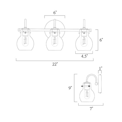 Modern 2/3/4/5-Light Bathroom Vanity Light Globe Glass Wall Sconce Minimalist Design