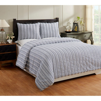 Better Trends Angelique Comforter Set 100% Cotton Tufted Soft Plush Chenille Elegant Stripes Machine Washable & Tumble Dry