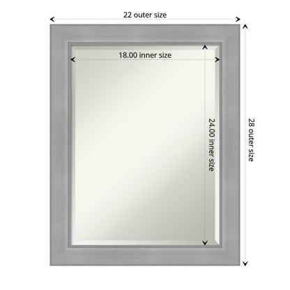Beveled Bathroom Wall Mirror - Vista Brushed Nickel Frame